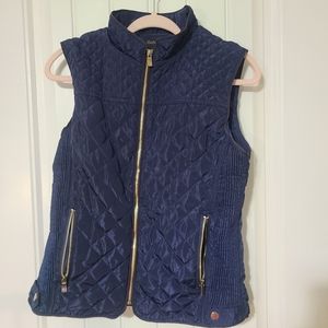Outer Edge Navy Blue vest Fur lined Zip front